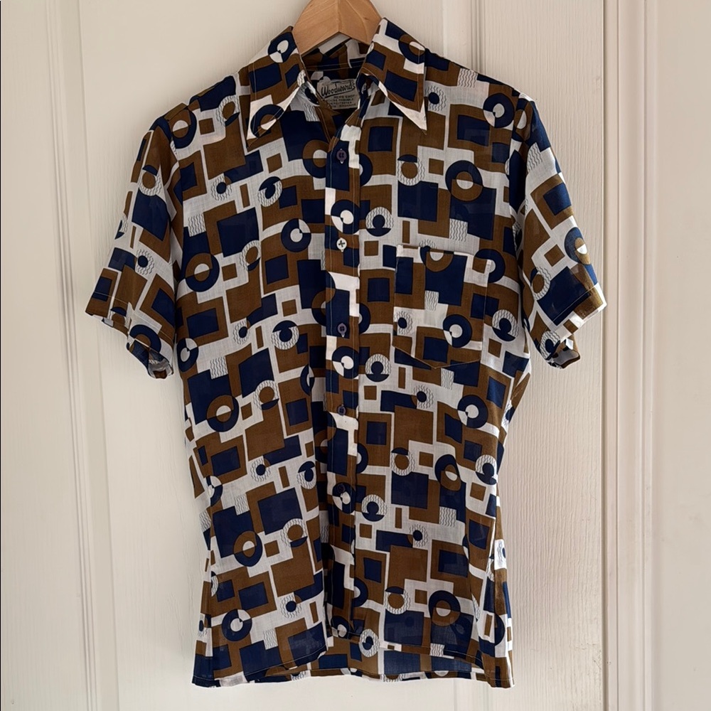 Vintage Geometric Patterned Men's Shirt